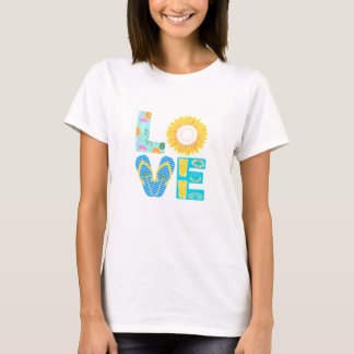 Summer LOVE Design – Sunflower, Flip Flop & Beach T-Shirt