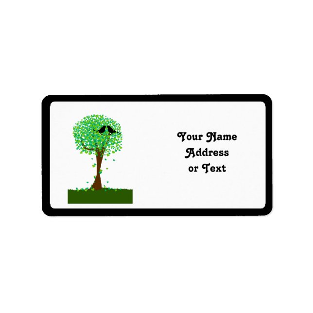 Summer Lovebirds Sitting in a Tree of Hearts Label (Front)