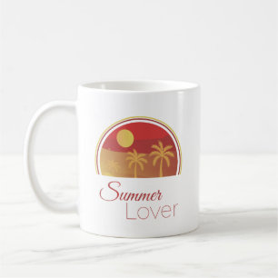 Summer Lover Retro Sunset Palm Trees Tropical Coffee Mug