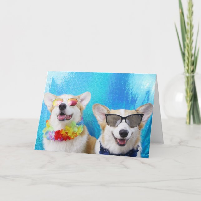 Summer Lovin’ Corgis Greeting Cards & Envelopes (Front)