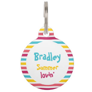 Summer Lovin' Had Me A Blast Funny Candy Striped Pet Tag
