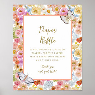 Summer Luxe Floral Bloom 8x10 Diaper Raffle Sign