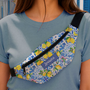 Summer majolica blue Sicilian citrus Mediterranean Bum Bags