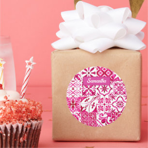 Summer majolica red Sicilian Mediterranean Classic Round Sticker