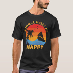 Summer Makes Me Happy Cool Beach Vacation Cruise T-Shirt