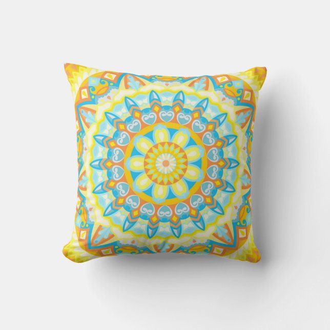 Summer Mandala Throw Pillow (Front)