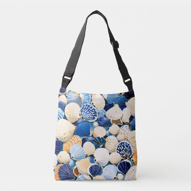 Summer Marine Seashells  Crossbody Bag (Front)