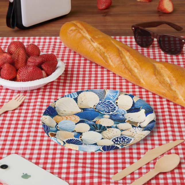 Summer Marine Seashells  Paper Plate (Picnic)