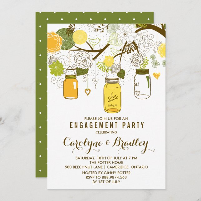 Summer Mason Jars | Engagement Party Invitation (Front/Back)