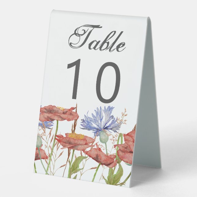 Summer meadow flowers table number table tent sign (Back)