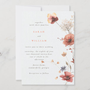 Summer meadow flowers Wedding Invitation