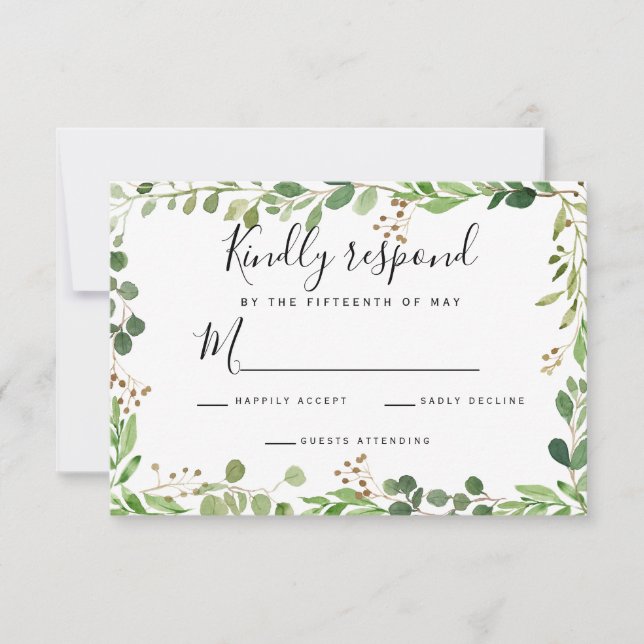 Summer meadow frame Watercolor Wedding RSVP (Front)