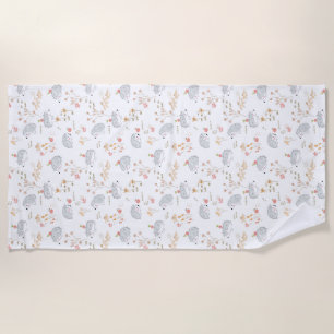 Summer meadow Hedgehog Apple harvesting nursery Beach Towel