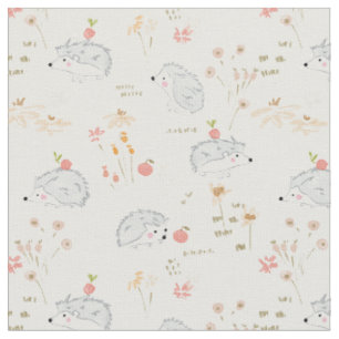 Summer meadow Hedgehog Apple harvesting nursery  Fabric