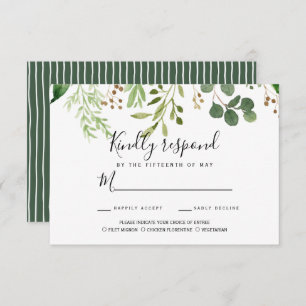 Summer meadow leaves Wedding RSVP MEAL CHOICE Invitation