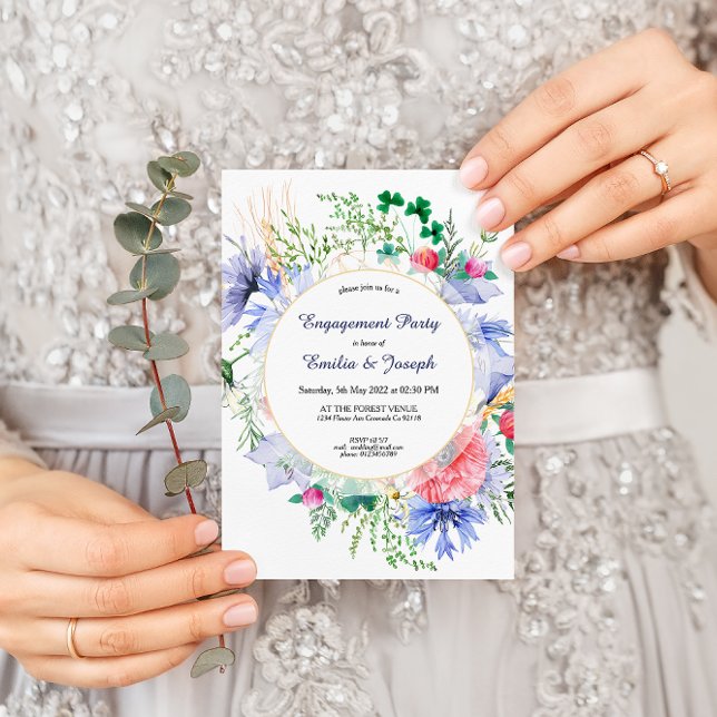 Summer Meadow Wildflower elegant floral Engagement Invitation (Creator Uploaded)