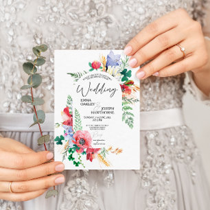 Summer Meadow Wildflower elegant floral Wedding Invitation