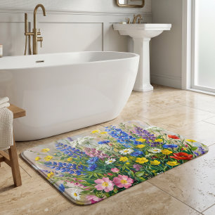 Summer Meadow Wildflowers Bath Mat
