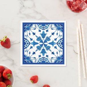 Summer Mediterranean flower tile print  Napkin