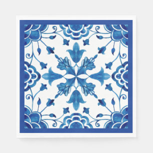 Summer Mediterranean flower tile print Napkin