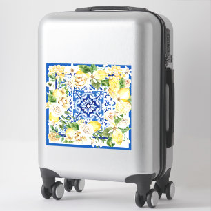 Summer Mediterranean lemon and flowers print