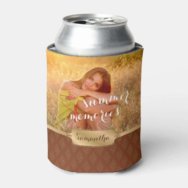 Summer Memories Custom Photo and Calligraphy Can Cooler (Can Front)