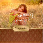 Summer Memories Custom Photo and Calligraphy Photo Sculpture Magnet<br><div class="desc">A beautiful photo design featuring a lovely summer photography inspired by summer hot memories with calligraphy script and a damask base with faux golden belt and badge.
Personalise by changing the name and text,  as well as the picture or click customise to add your own touch.</div>