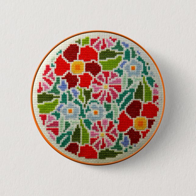 Summer memories hand embroidered round ornament 6 cm round badge (Front)
