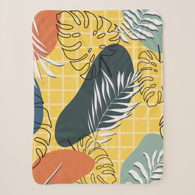 Summer memphis seamless pattern,abstract shapes an sherpa blanket (Front)