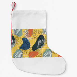Summer memphis seamless pattern,abstract shapes an small christmas stocking