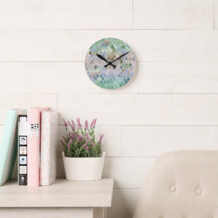 Summer Mermaid Glitter Scales #10 (Faux Glitter) Round Clock