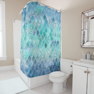 Summer Mermaid Glitter Scales #12 (Faux Glitter) Shower Curtain