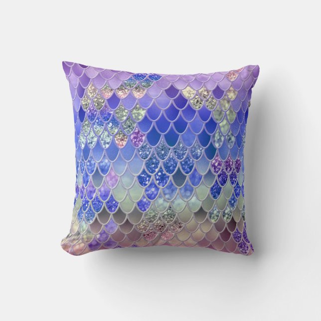 Summer Mermaid Glitter Scales #3 (Faux Glitter)  Cushion (Front)