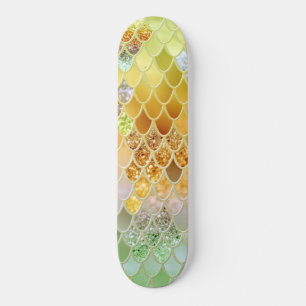 Summer Mermaid Glitter Scales #5 (Faux Glitter) Skateboard