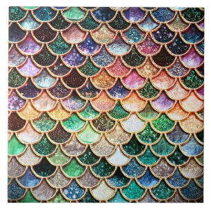 Summer Mermaid Green Glitter Scales- Mermaidscales Tile