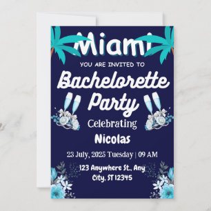 Summer Miami Weekend Beach Bachelorette Party  Invitation