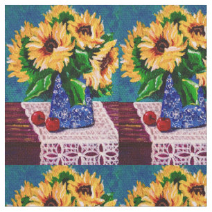 Summer Mini Sunflowers and Lace Fabric