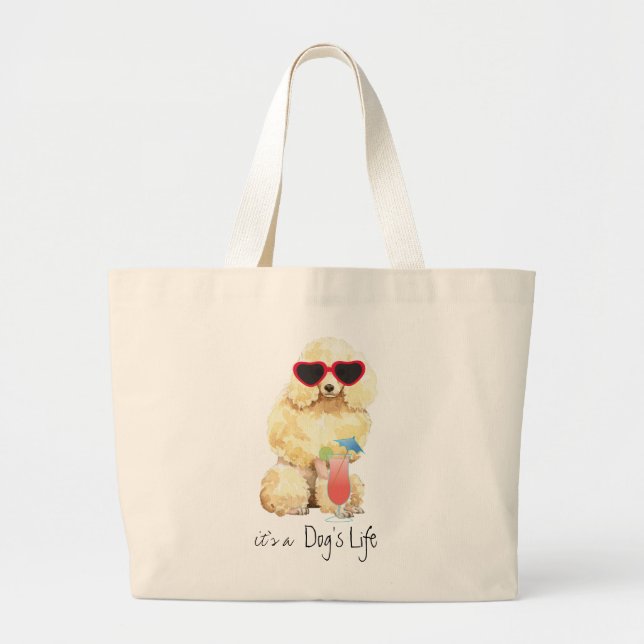 Summer Miniature Poodle Large Tote Bag (Front)