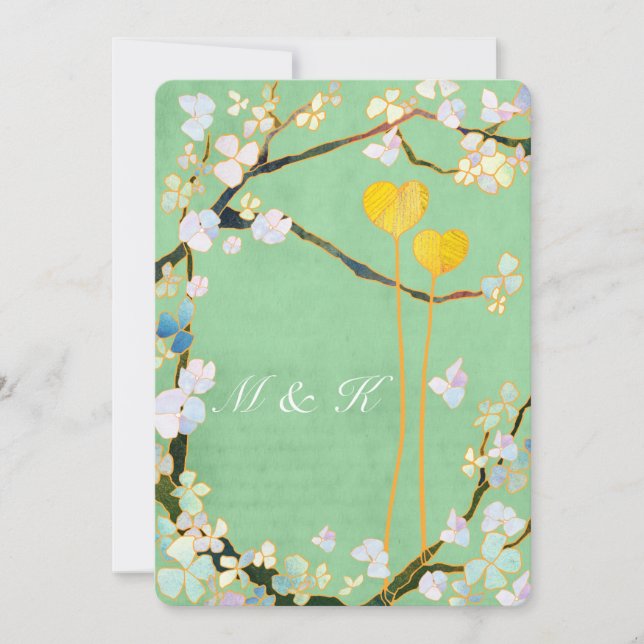 Summer Mint Green Floral Wedding Invitation (Front)