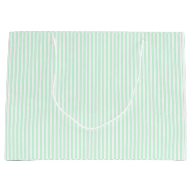 Summer Mint Pale Green Mint & White Stripe Large Gift Bag (Front)