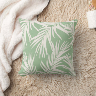 Summer Mint Tropical Leaves  Beach Home Decor Cushion