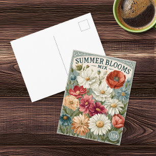 Summer Mix Vintage Seed Packet Postcard