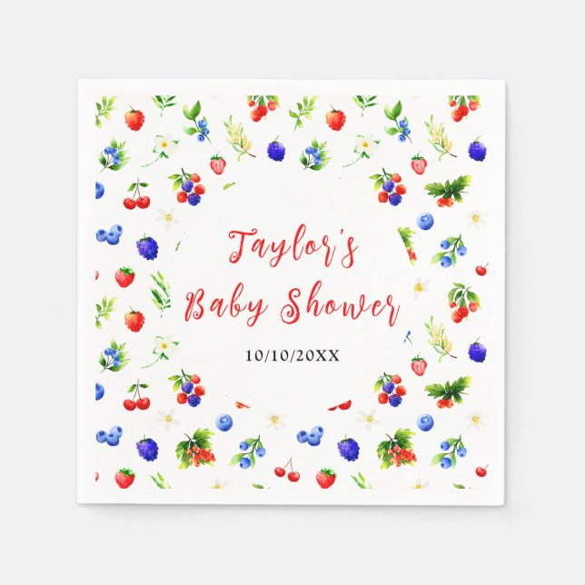 Summer Mixed Berries Baby Shower Napkin (Front)