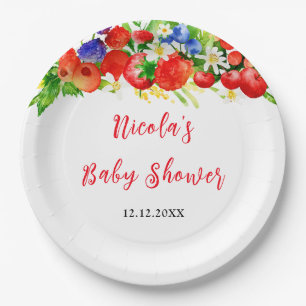 Summer Mixed Berries Baby Shower Paper Plate