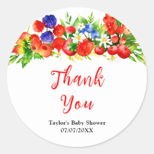 Summer Mixed Berries Baby Shower Thank You Classic Round Sticker