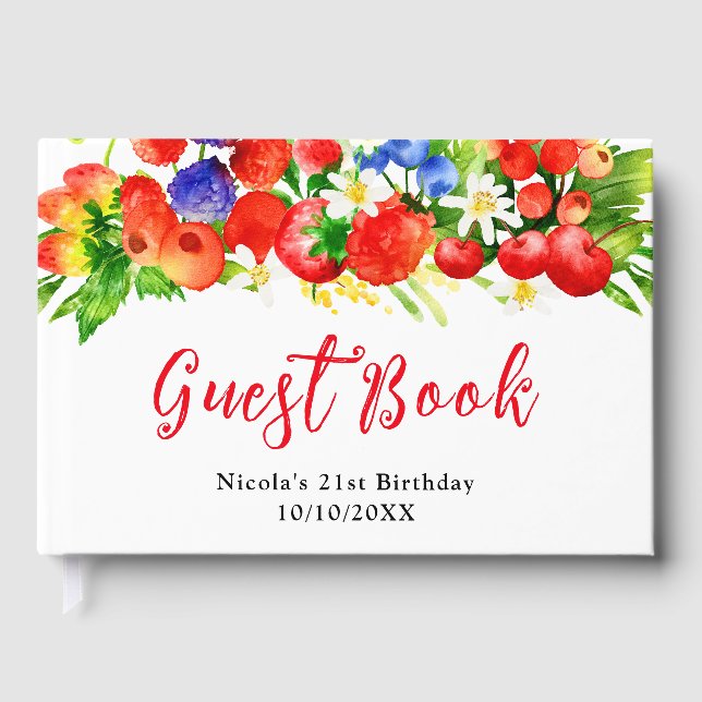 Summer Mixed Berries Birthday Guest Book (Front)