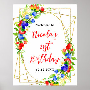 Summer Mixed Berries Birthday Welcome Poster