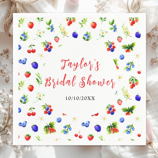Summer Mixed Berries Bridal Shower Napkin (Creator Uploaded)