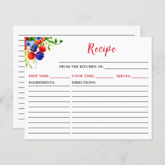 Summer Mixed Berries Recipe Card (Front/Back)