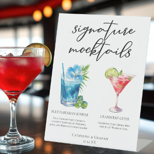 Summer Mocktails Blue Hawaiian Cranberry Cutie Pedestal Sign